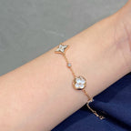 ¡®Star¡¯STAR AND SUN 4 MOTIF WHITE MOP PINK GOLD BRACELET