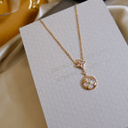 ¡®Star¡¯STAR AND SUN WHITE MOP 2 MOTIF PINK GOLD NECKLACE