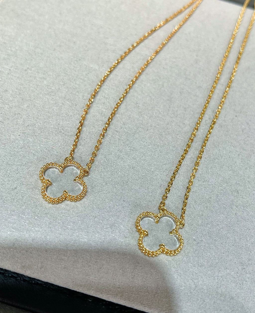 ¡®Star¡¯CLOVER ROCK CRYSTAL ROSE GOLD NECKLACE