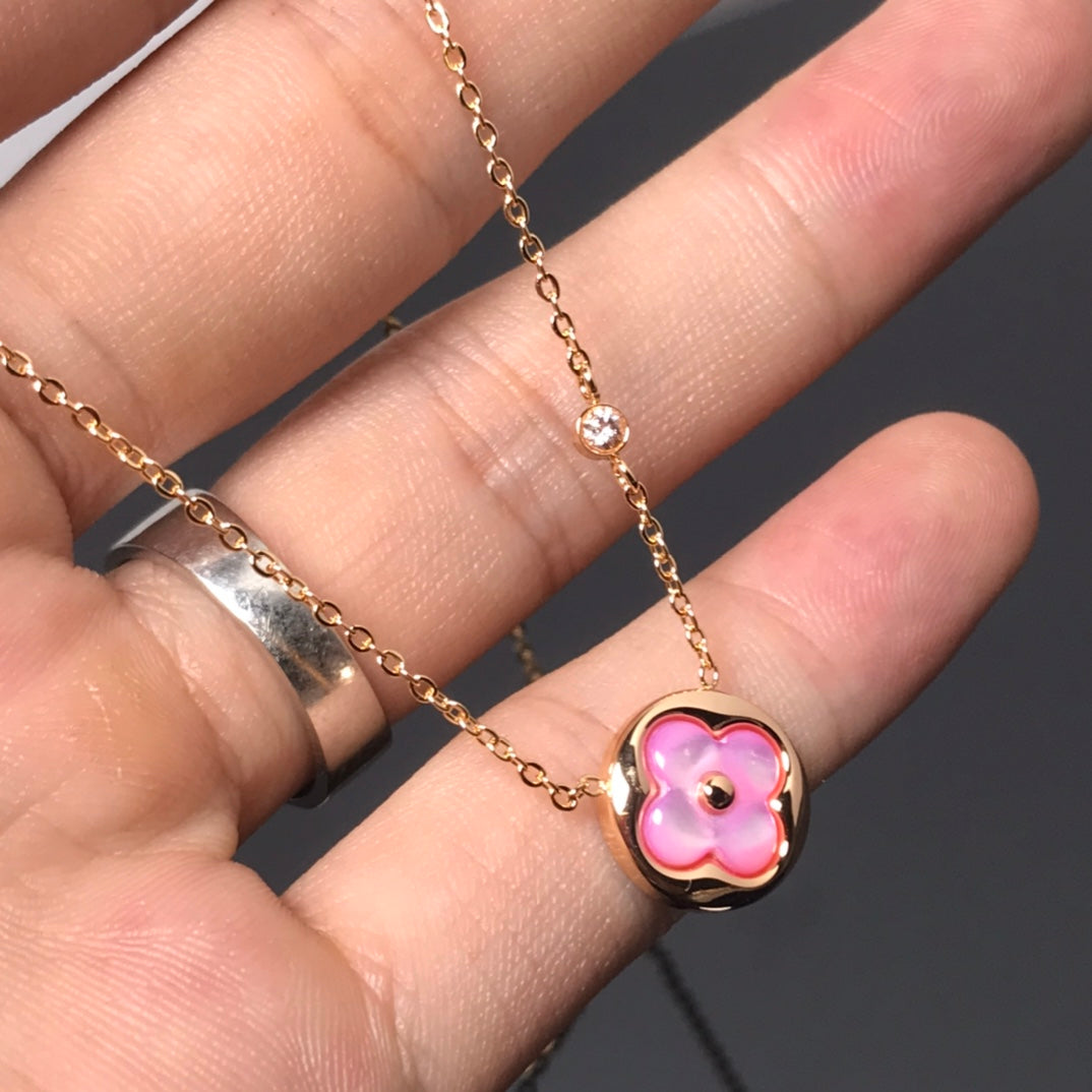 ¡®Star¡¯COLOR BLOSSOM PINK MOP SUN GOLD NECKLACE