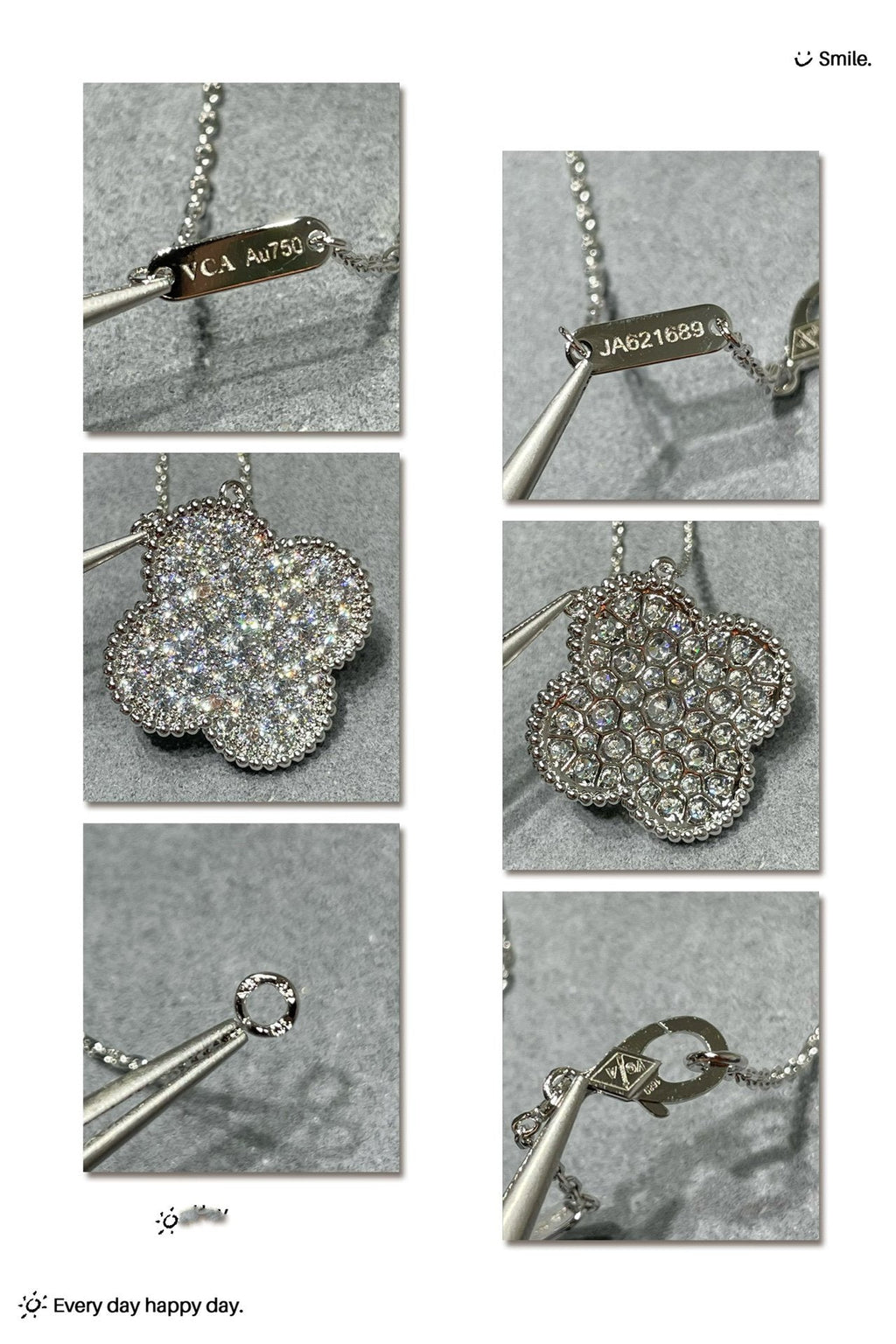 ¡®Star¡¯CLOVER 25MM LARGE PENDANT DIAMOND PAVED SILVER NECKLACE