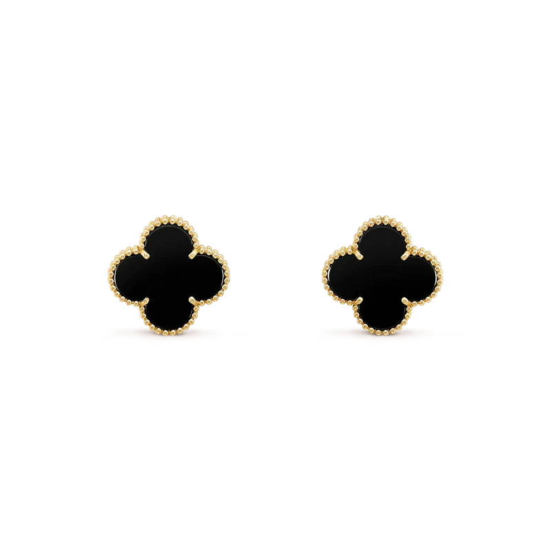 ¡®Star¡¯CLOVER MEDIUM 1 MOTIFS  ONYX STUD EARRINGS