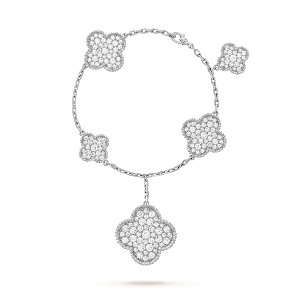 ¡®Star¡¯CLOVER 6 MOTIFS SILVER DIAMOND BRACELET