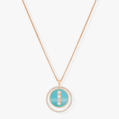 [moco jewelrys ]moco jewelrys MOVE 3 DIAMONDS TURQUOISE PINK GOLD DIAMOND NECKLACE