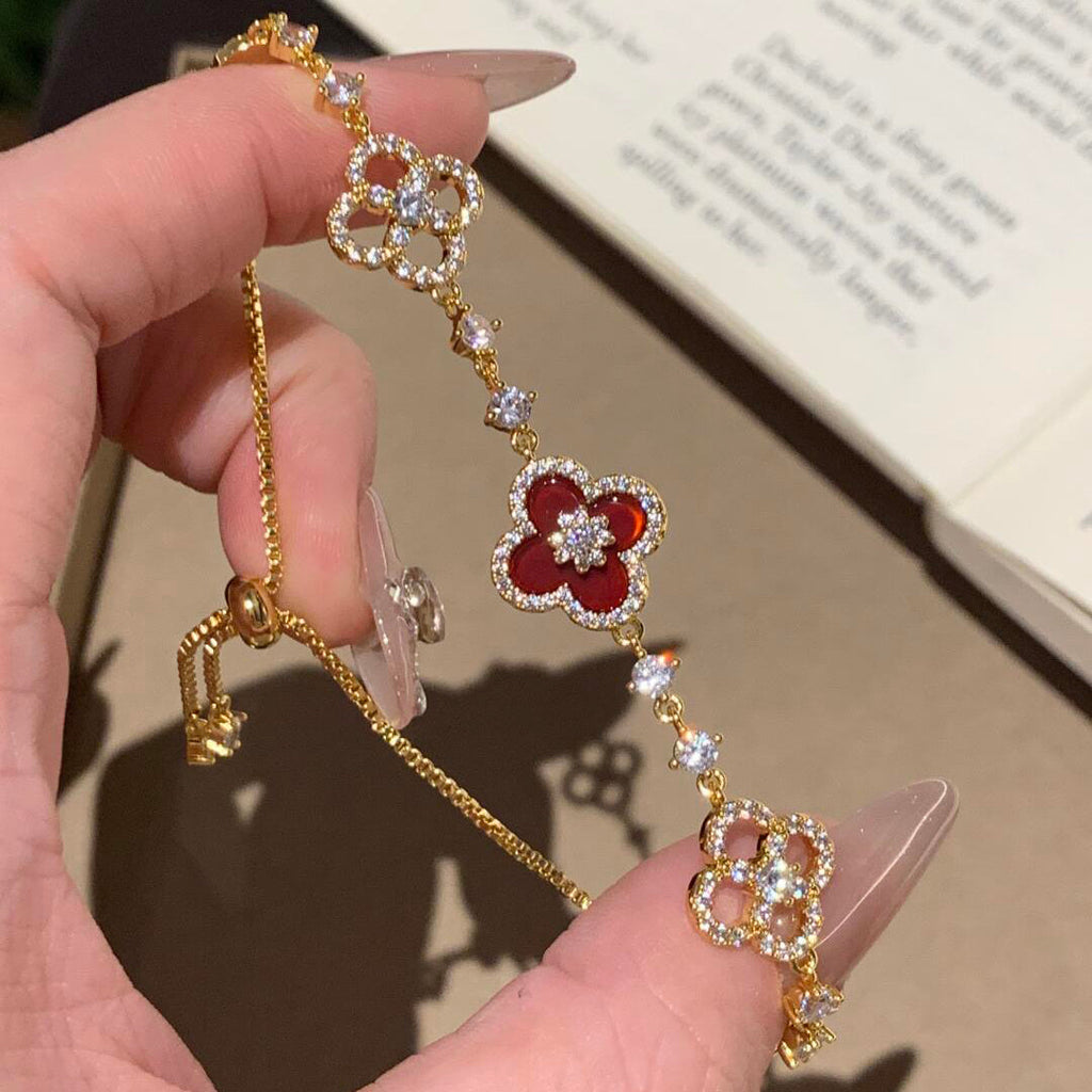 ¡®Star¡¯CLOVER 5 MOTIF PINK BLUE RED WHITE BRACELET