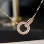 ¡®Star¡¯LOVE 7.6MM NECKLACE ROSE GOLD AND SILVER  FULL DIAMOND