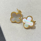 [Star] CLOVER LARGE (20mm) 1 MOTIFS WHITE MOP STUD EARRINGS