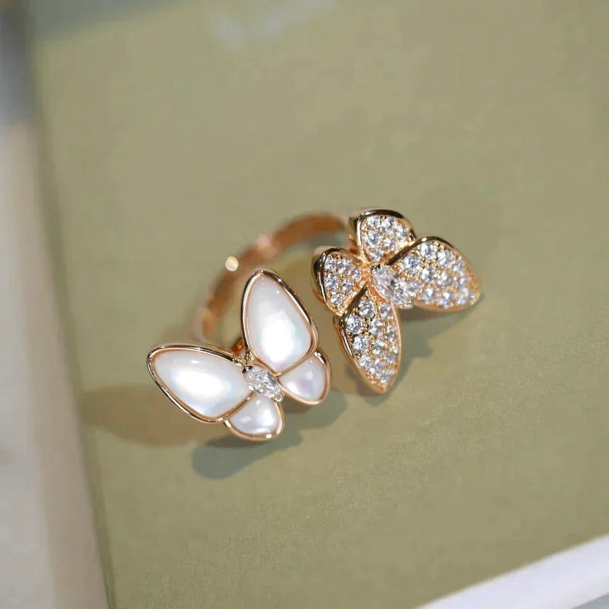 ¡®Star¡¯TWIN BUTTERFLY DIAMOND MOP RING