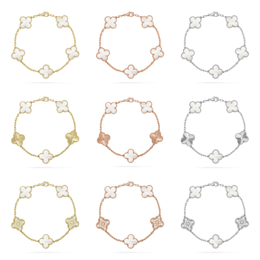 [Star]New CLOVER WHITE PEARL MOP 5 MOTIF BRACELET COLLECTION
