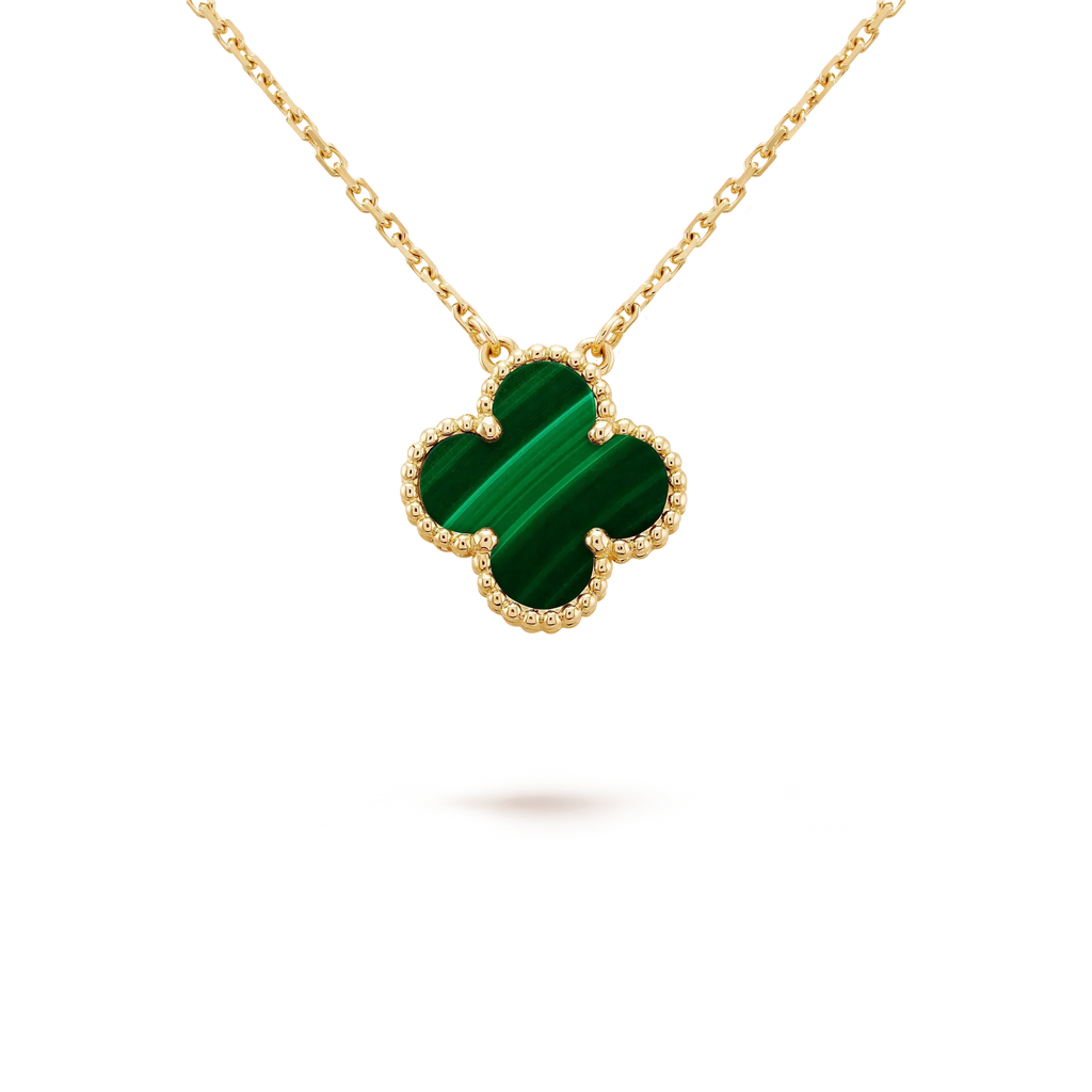 ¡®Star¡¯CLOVER 15MM MALACHITE SINGLE FLOWER  NECKLACE