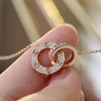 ¡®Star¡¯LOVE 7.6MM NECKLACE ROSE GOLD AND SILVER  FULL DIAMOND