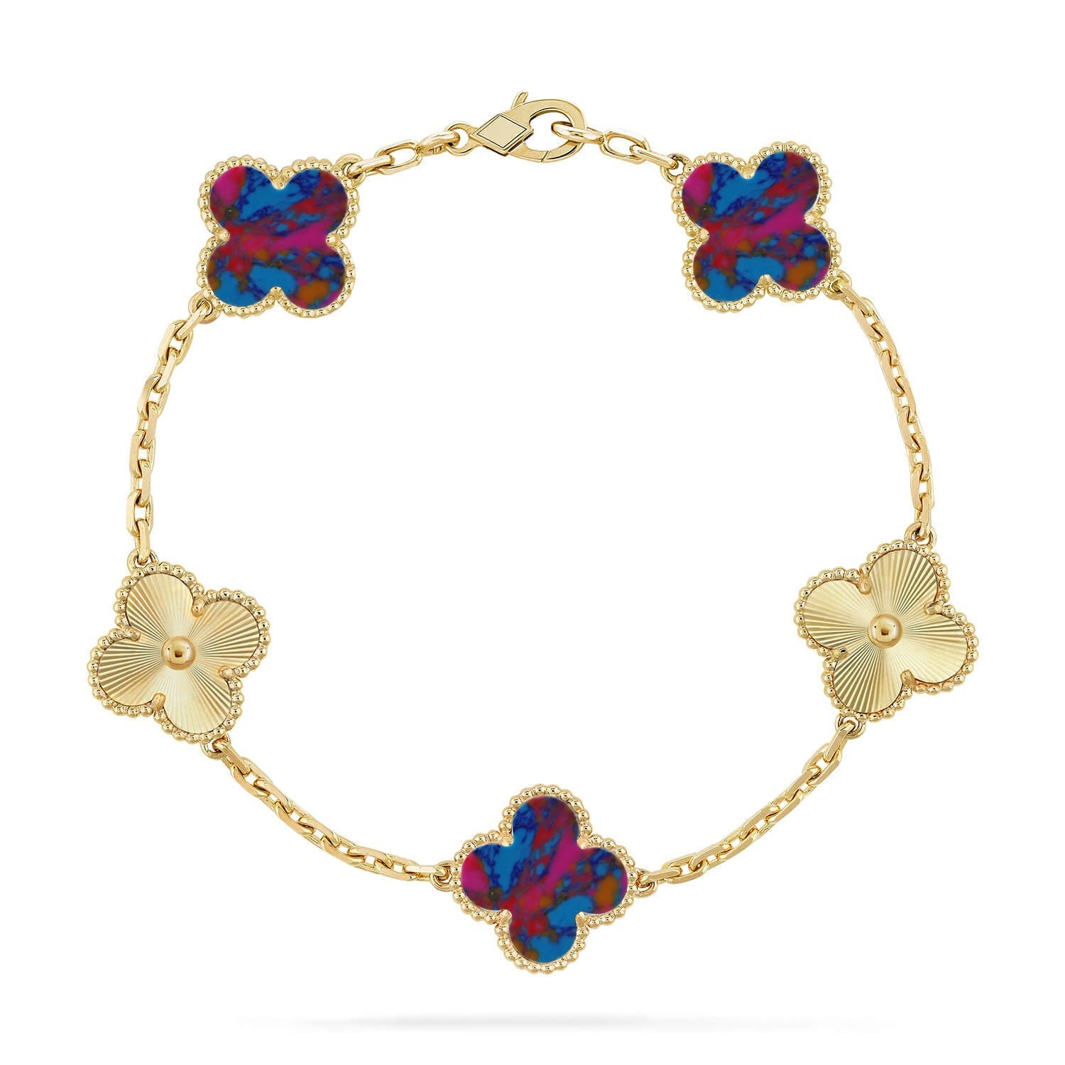 [Star]New CLOVER 5 MOTIF COLOR GEMSTONES BRACELET COLLECTION