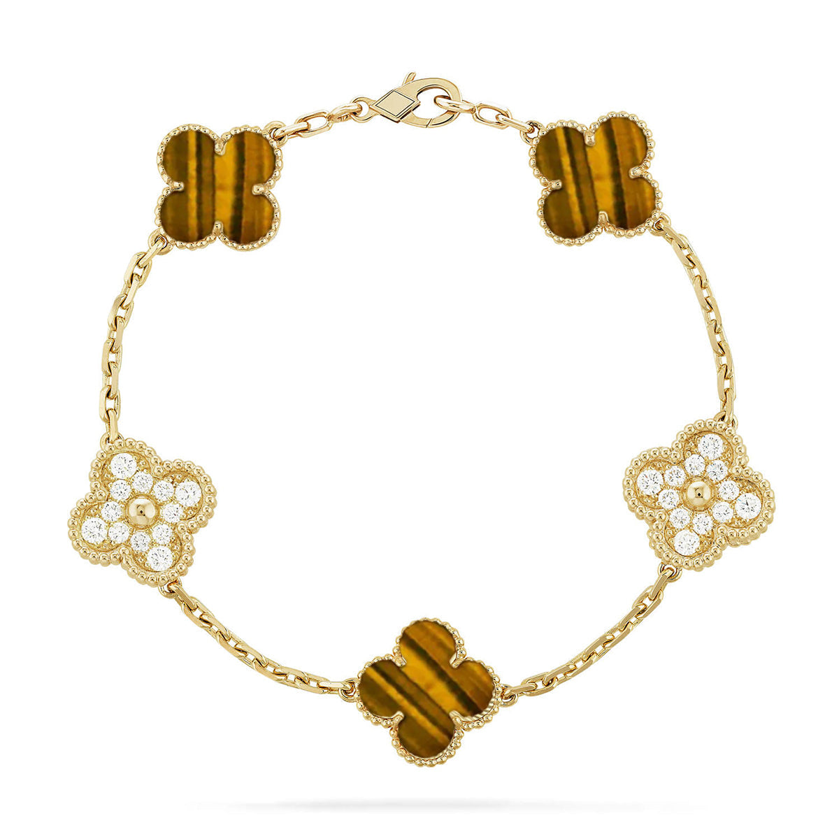 [Star]New  CLOVER 5 MOTIFS TIGER EYE BRACELET COLLECTION