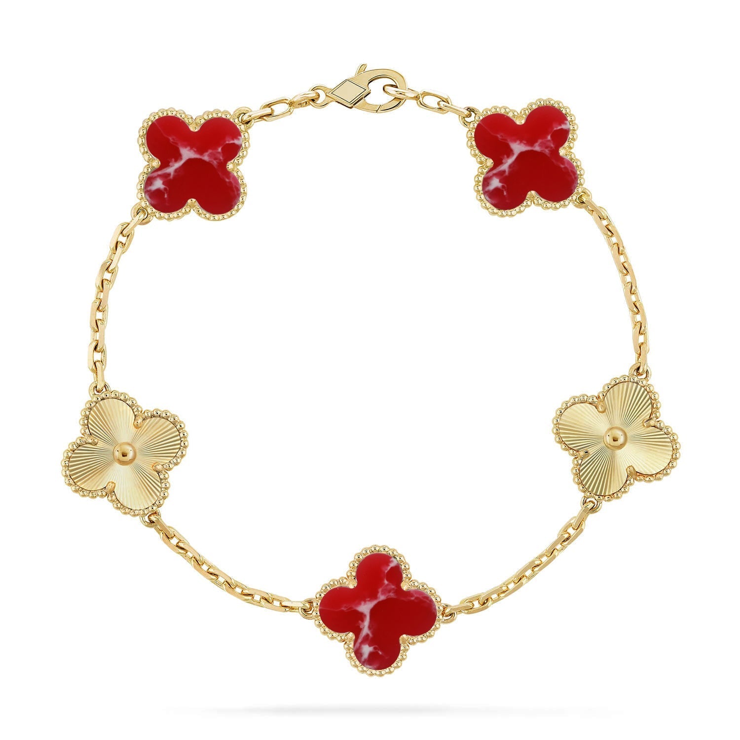 [Star]New CLOVER 5 MOTIF RED PATTERN BRACELET COLLECTION
