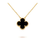 ¡®Star¡¯CLOVER 15MM BLACK ONYX SINGLE FLOWER NECKLACE