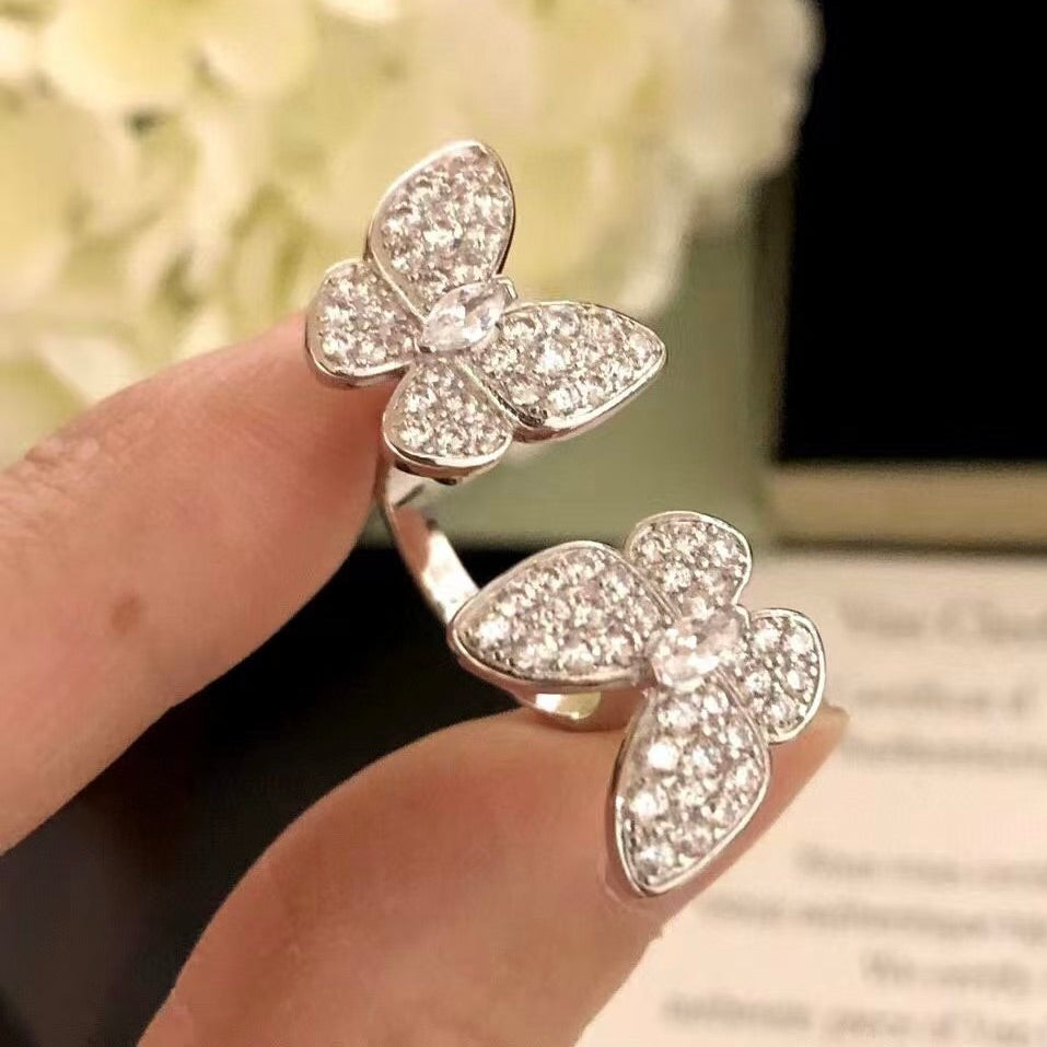 ¡®Star¡¯TWIN SILVER BUTTERFLY DIAMOND RING