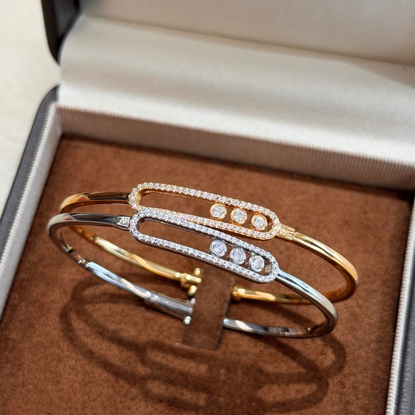 [moco jewelrys ]Move Pavé Diamond Bangle Bracelet M