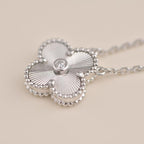 ¡®Star¡¯CLOVER  15MM DIAMOND LASER NECKLACE SILVER