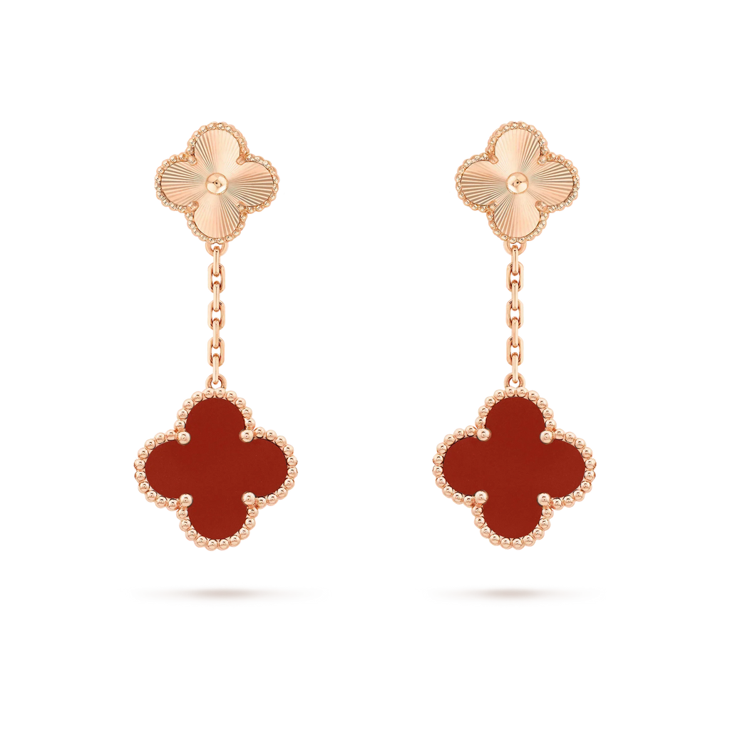 ¡®Star¡¯CLOVER 2 MOTIF  LASER CARNELIAN EARRINGS