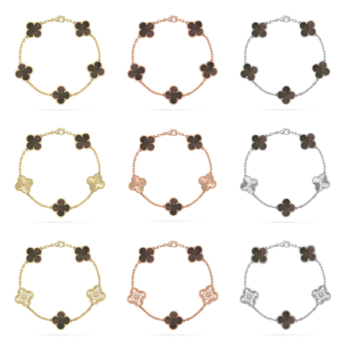 [Star]New CLOVER 5 MOTIF GRAY MOP BRACELET COLLECTION