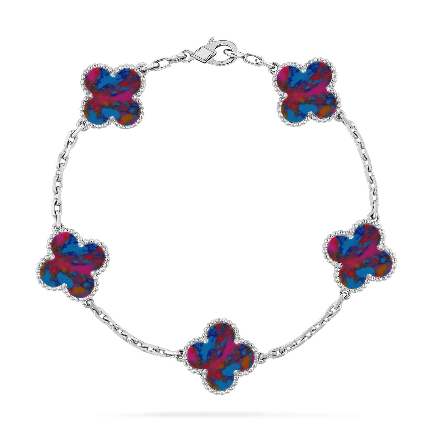 [Star]New CLOVER 5 MOTIF COLOR GEMSTONES BRACELET COLLECTION
