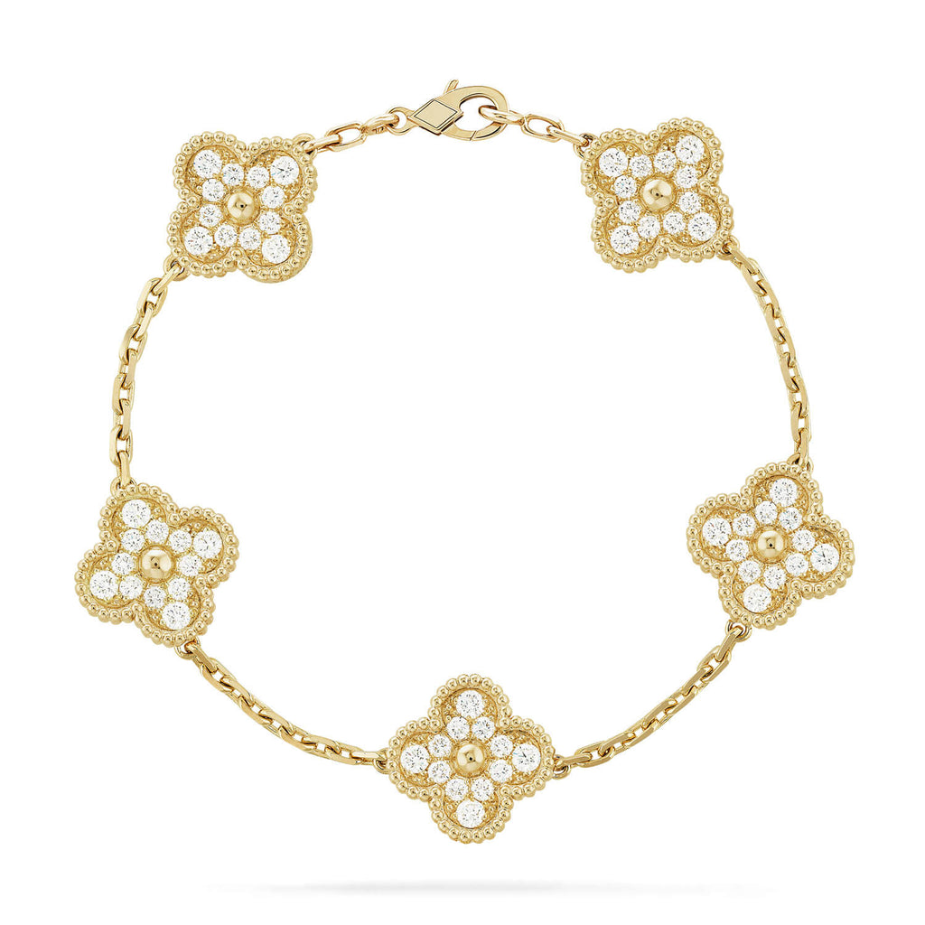 [Star] New  CLOVER 5 MOTIF FULL DIAMOND BRACELET COLLECTION