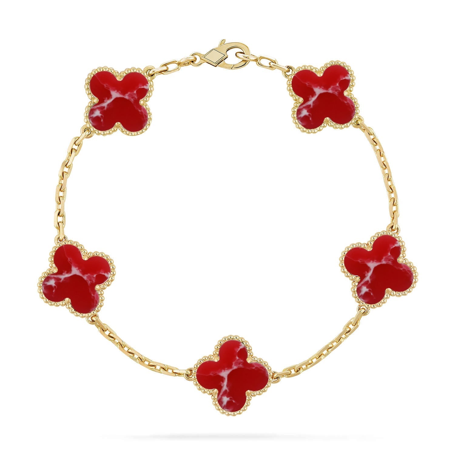 [Star]New CLOVER 5 MOTIF RED PATTERN BRACELET COLLECTION