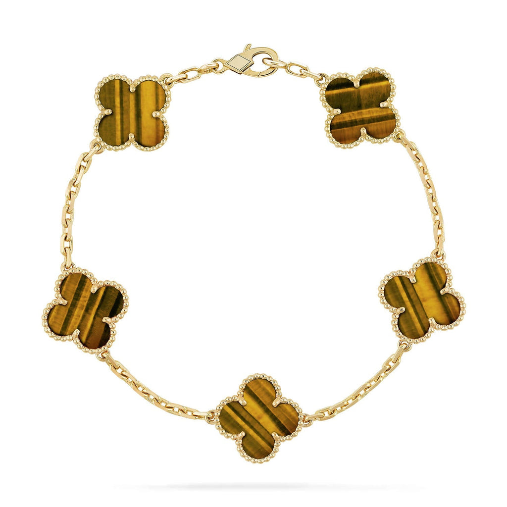 [Star]New  CLOVER 5 MOTIFS TIGER EYE BRACELET COLLECTION