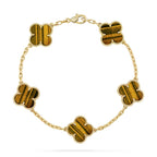[Star]New  CLOVER 5 MOTIFS TIGER EYE BRACELET COLLECTION