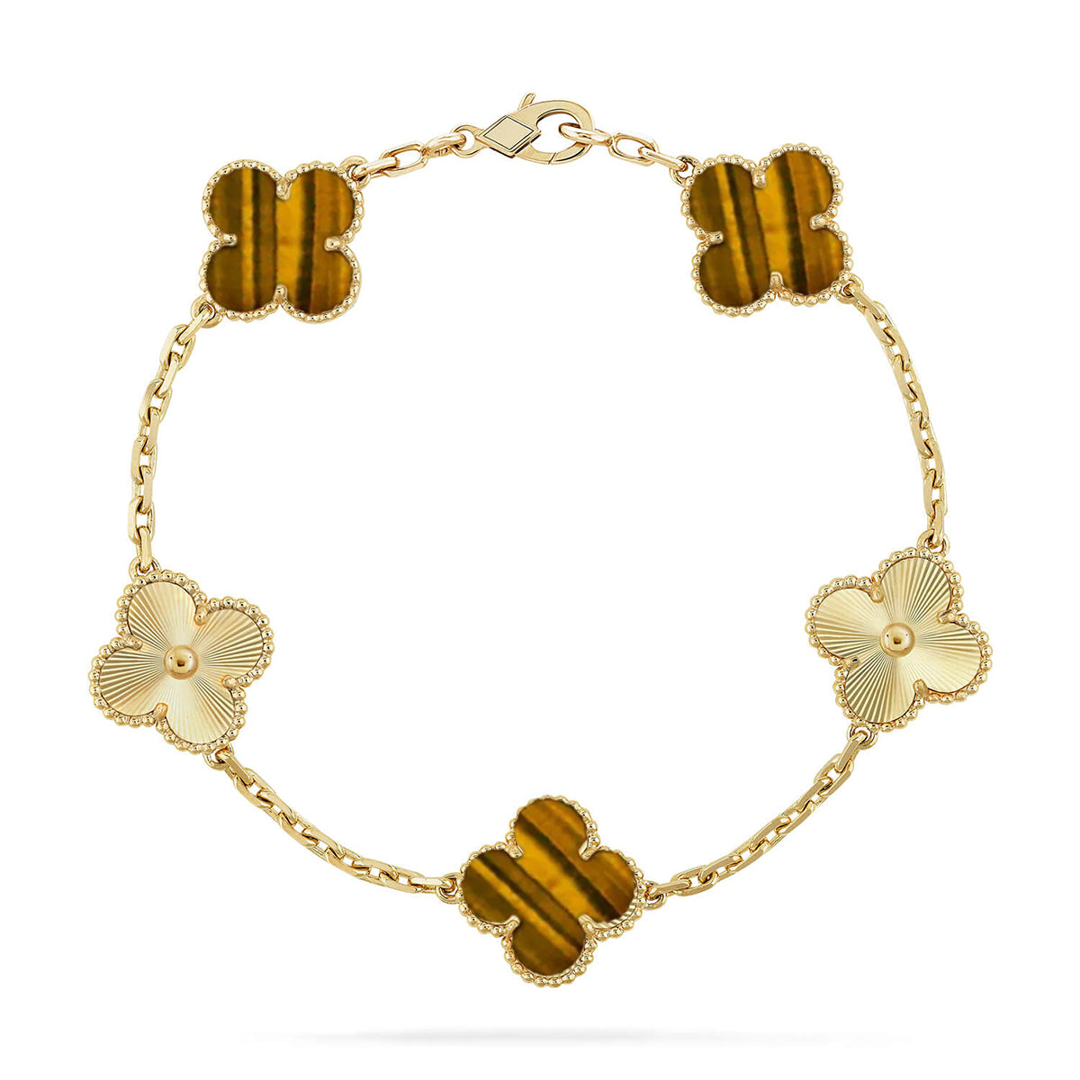 [Star]New  CLOVER 5 MOTIFS TIGER EYE BRACELET COLLECTION