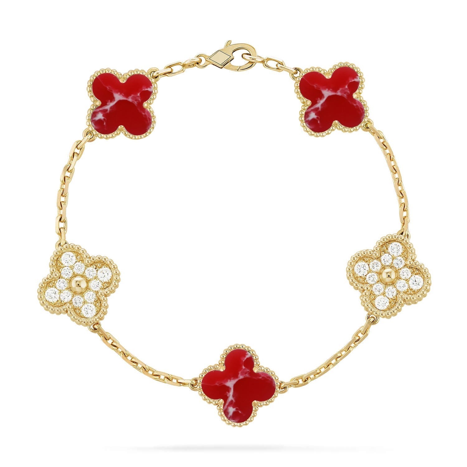 [Star]New CLOVER 5 MOTIF RED PATTERN BRACELET COLLECTION