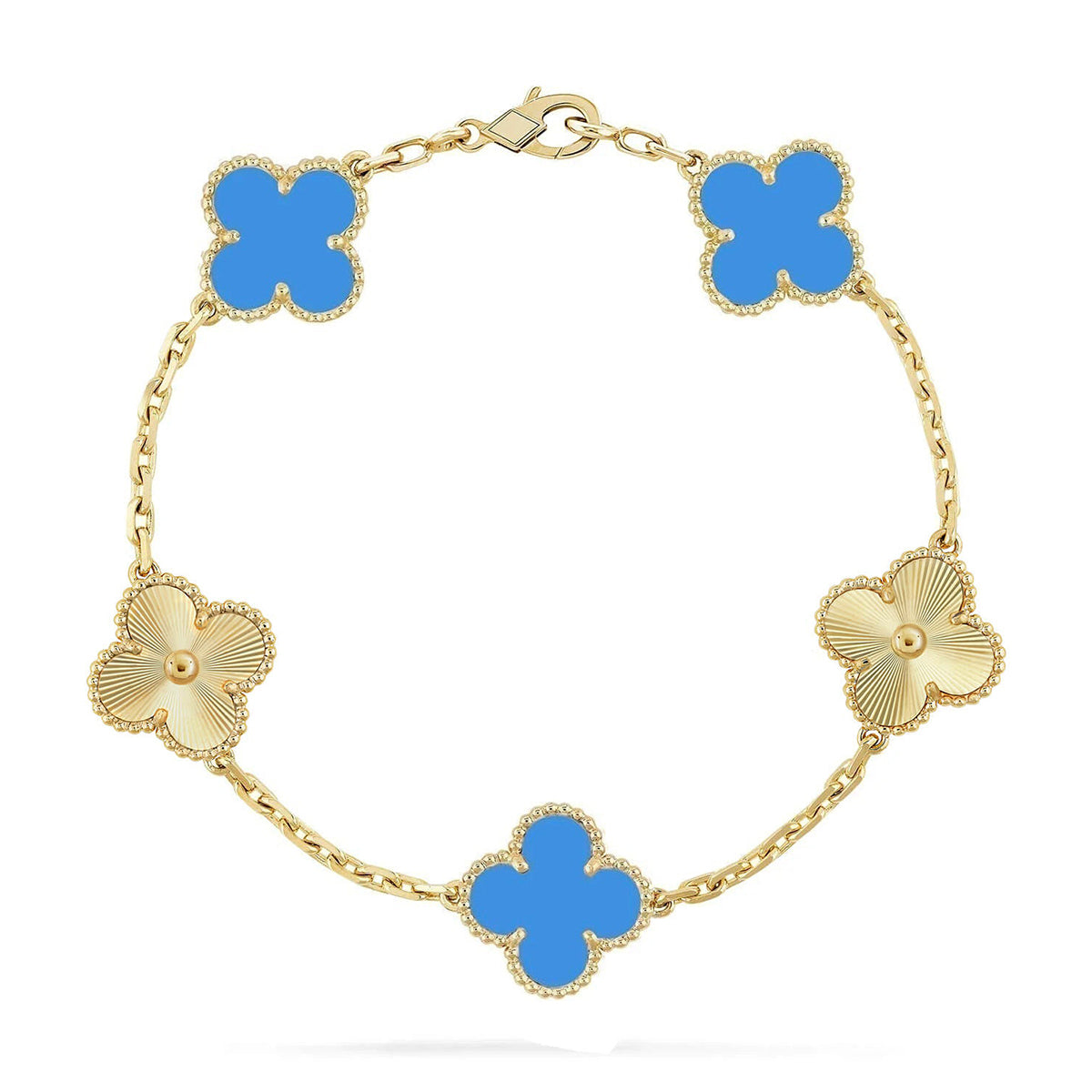[Star]New CLOVER 5 MOTIF BLUE AGATE BRACELET COLLECTION