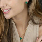 ¡®Star¡¯CLOVER MINI 9.5MM MALACHITE  EARRINGS