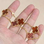 [Star]New  CLOVER 5 MOTIF RED CORNELIAN BRACELET COLLECTION