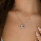 ¡®Star¡¯CLOVER  15MM DIAMOND LASER NECKLACE SILVER