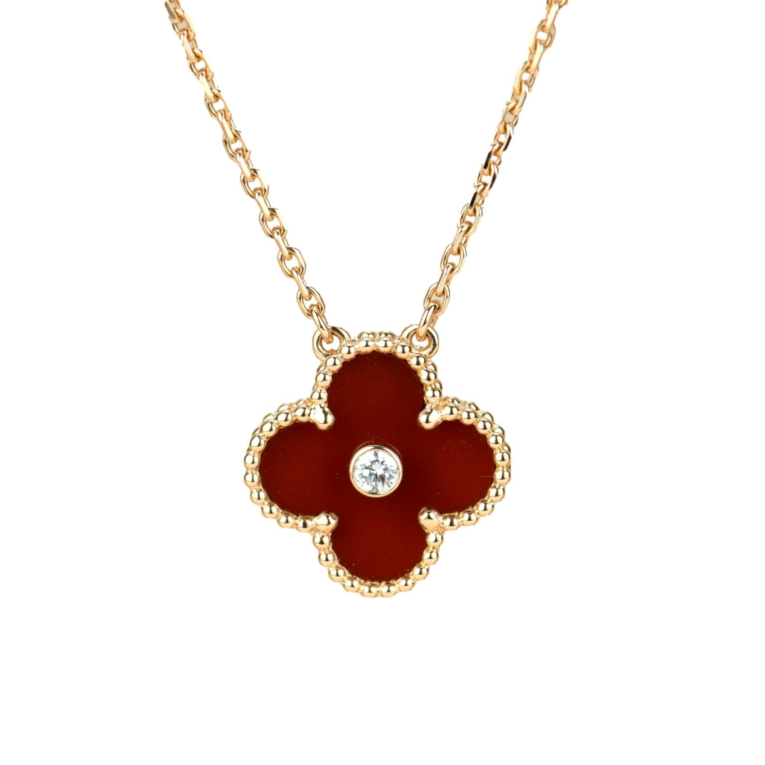 ¡®Star¡¯CLOVER 15MM DIAMOND CARNELIAN NECKLACE