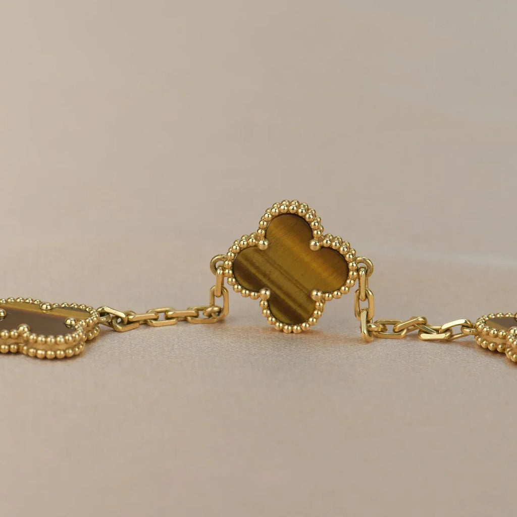 [Star]New  CLOVER 5 MOTIFS TIGER EYE BRACELET COLLECTION