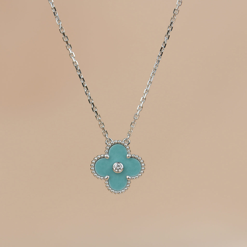 ¡®Star¡¯CLOVER 15MM DIAMOND SVRES PORCELAIN  NECKLACE SILVER