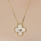 ¡®Star¡¯CLOVER 15MM DIAMOND GOLD MOTHER OF PEARL NECKLACE