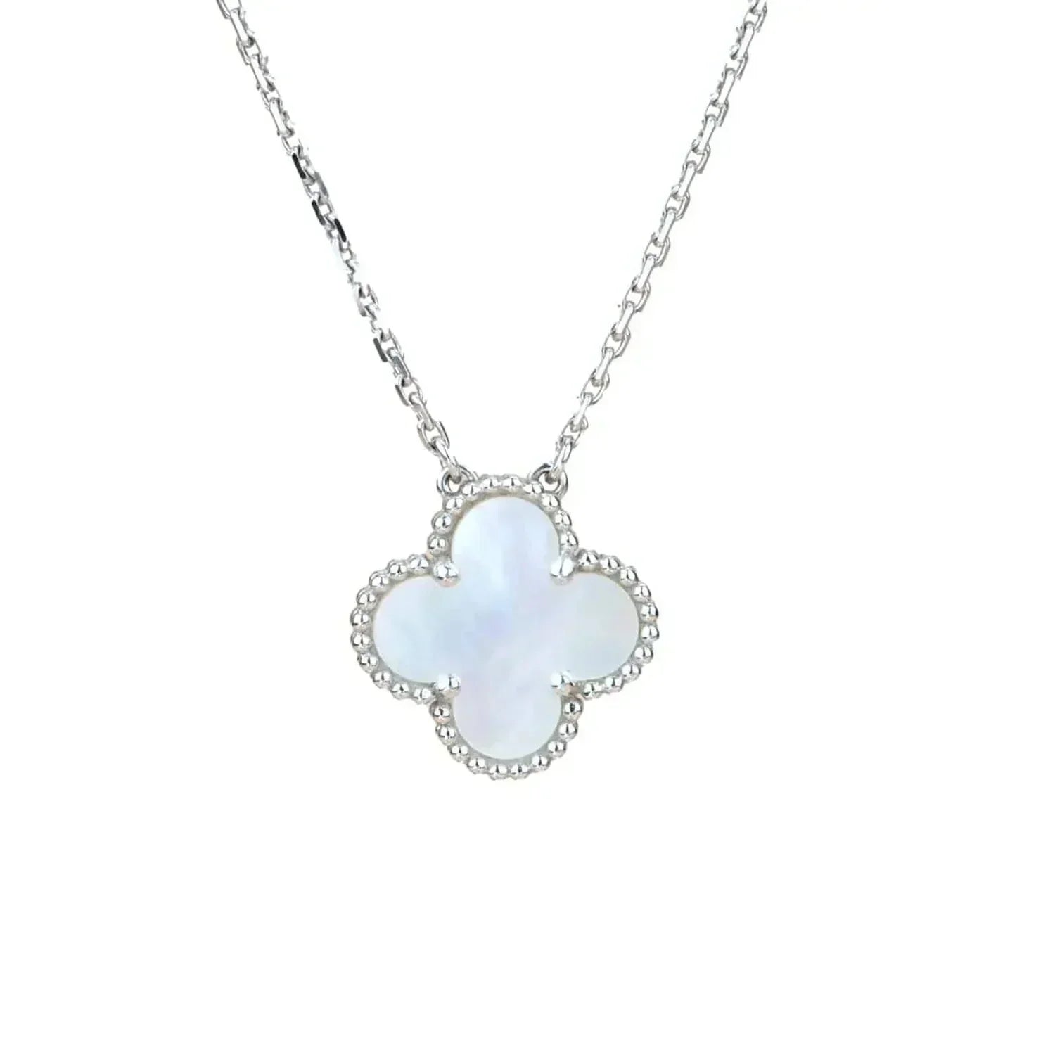 ¡®Star¡¯CLOVER  15MM WHITE MOTHER-OF-PEARL SILVER