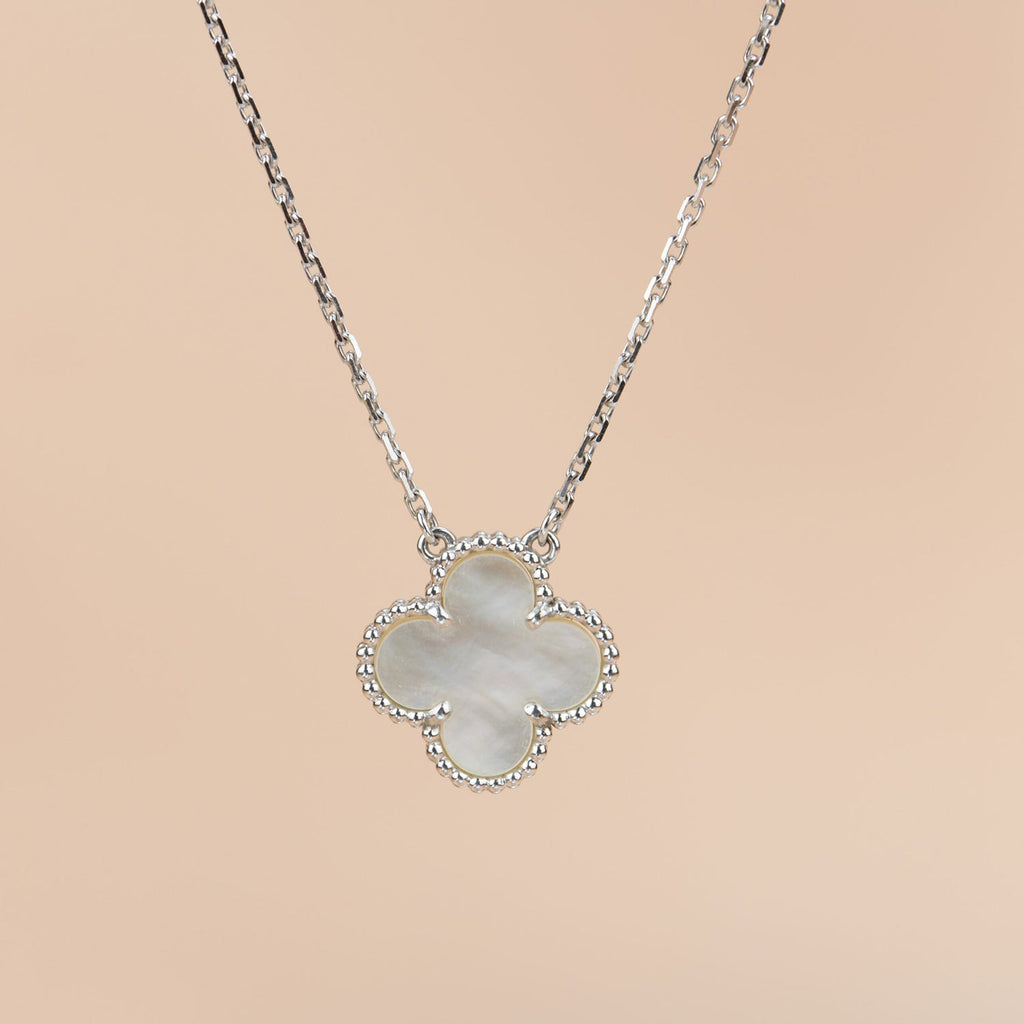 ¡®Star¡¯CLOVER  15MM WHITE MOTHER-OF-PEARL SILVER