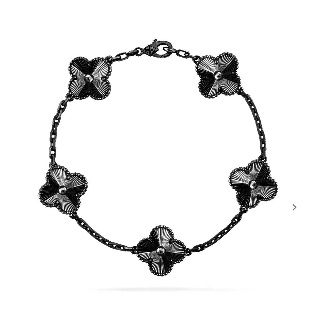 [Star]New CLOVER 5 MOTIF BLACK BRACELET