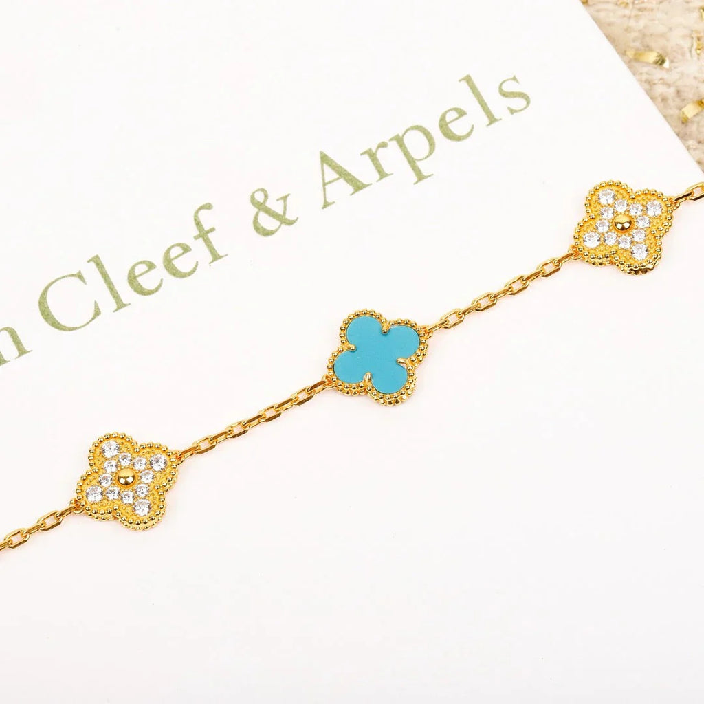 [Star]New  CLOVER 5 MOTIF TURQUOISE BRACELET COLLECTION