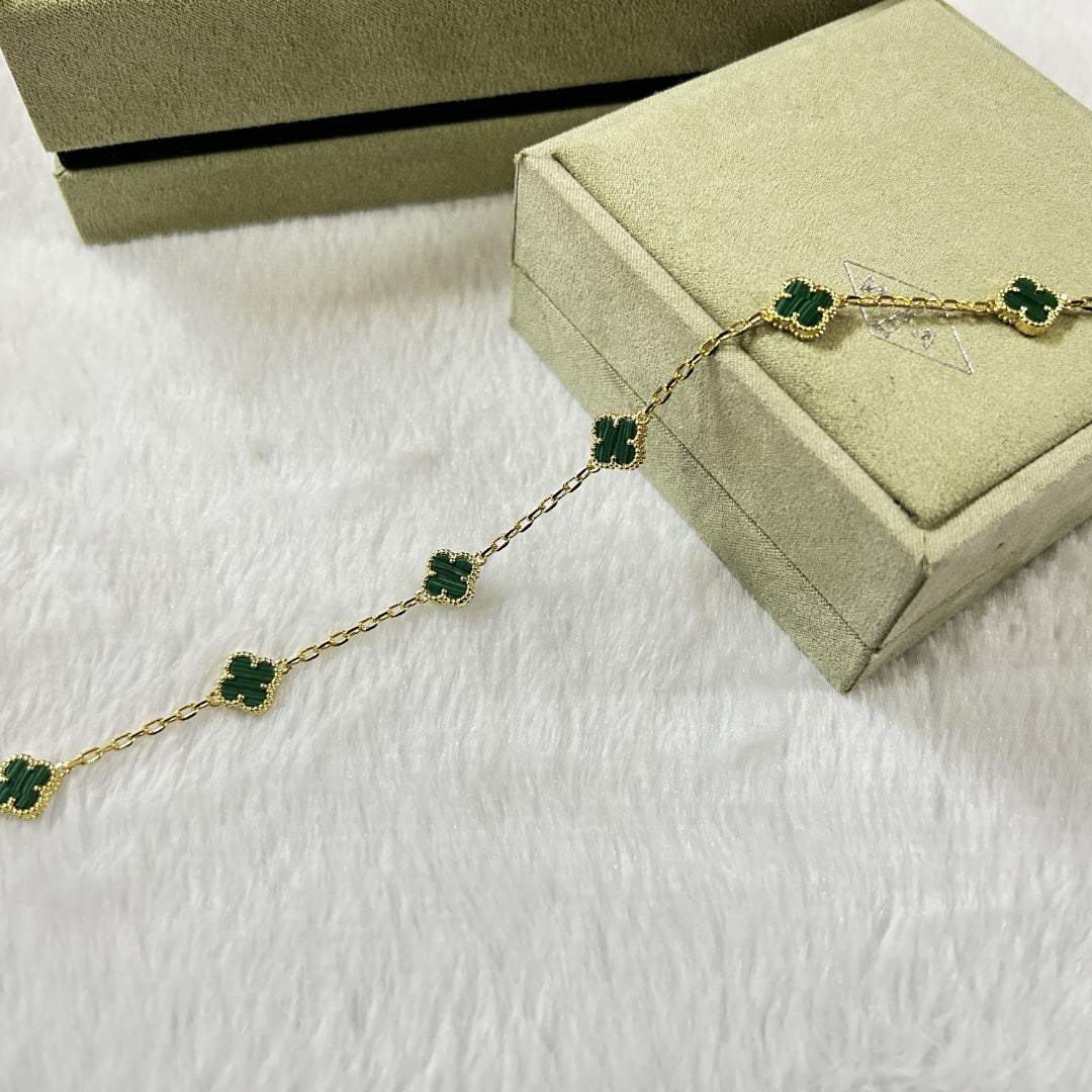 [¡®Star¡¯]CLOVER 6 MOTIF MALACHITE BRACELET