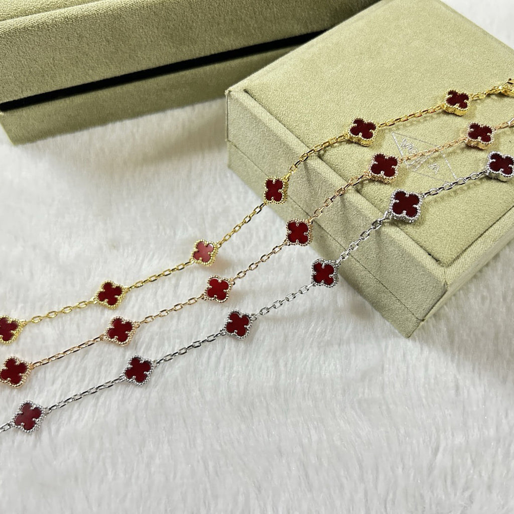 [¡®Star¡¯]CLOVER 6 MOTIF RED AGATE BRACELET