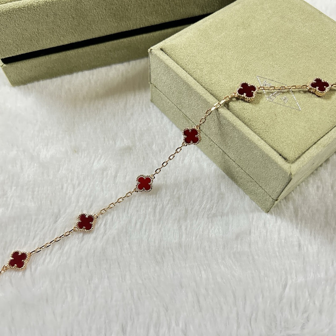 [¡®Star¡¯]CLOVER 6 MOTIF RED AGATE BRACELET