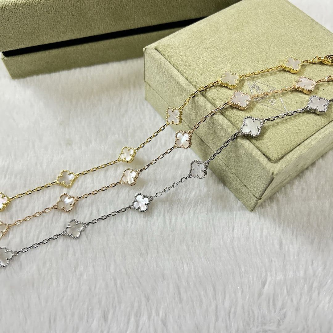 [¡®Star¡¯]CLOVER 6 MOTIF WHITE MOP BRACELET