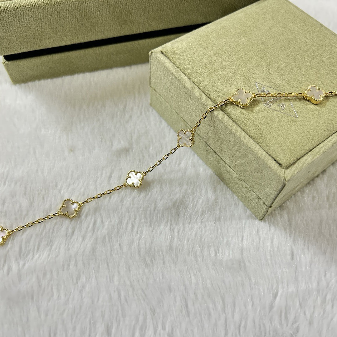 [¡®Star¡¯]CLOVER 6 MOTIF WHITE MOP BRACELET