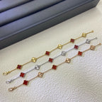 [¡®Star¡¯]CLOVER 6 MOTIF RED AGATE LASER BRACELET