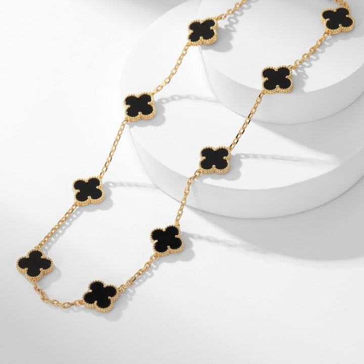¡®Star¡¯CLOVER 10 MOTIFS ONYX NECKLACE